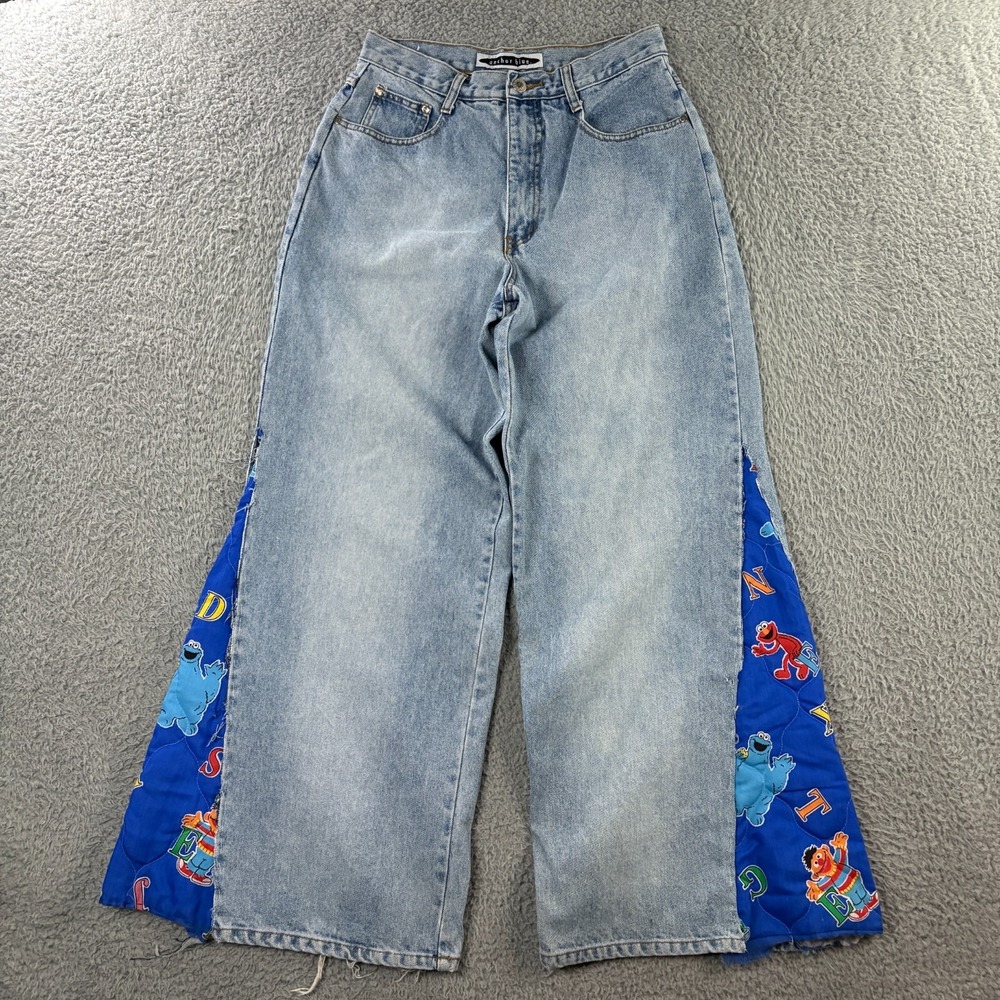 VTG 90s Y2K Anchor Blue Jeans 28x29 DIY Baggy Wide Leg Skate Rave JNCO Kikwear‎